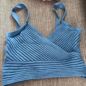 Princess Polly Blue Ribbed Sleeveless Tank Top